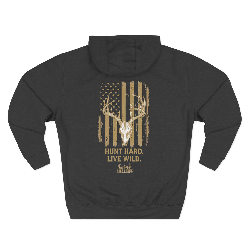 Hunt Hard. Live Wild. Flag | Rack & Ridge Hoodie