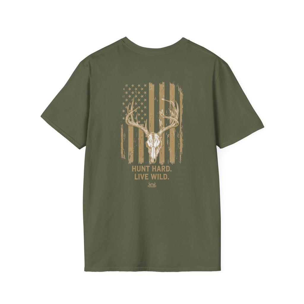 Hunt Hard. Live Wild. | Rack & Ridge Flag T-Shirt