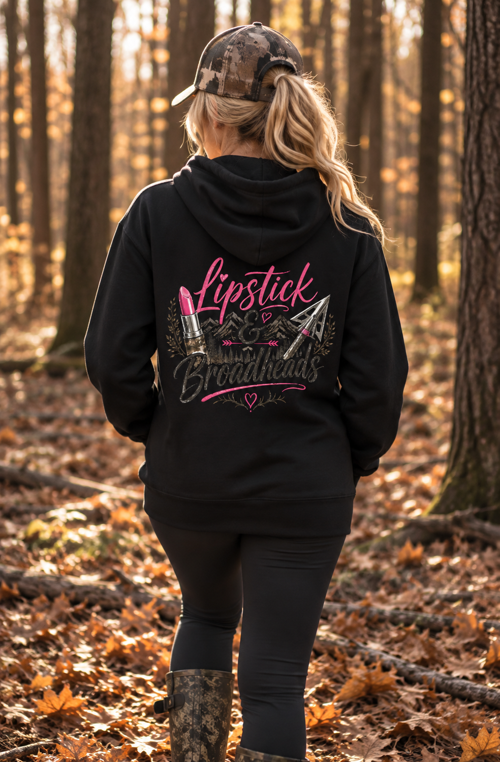 RACK & RIDGE Lipstick & Broadheads Women's Hunting Fleece Hoodie