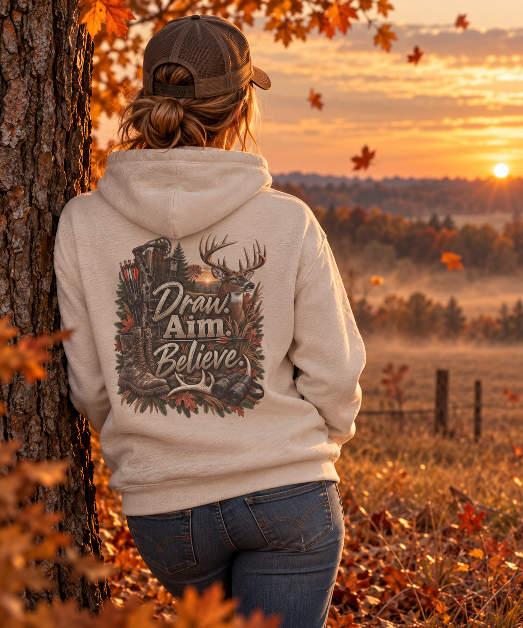 Rack & Ridge | Draw. Aim. Believe. Hoodie