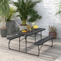 Black Folding Picnic Table with 2 Benches