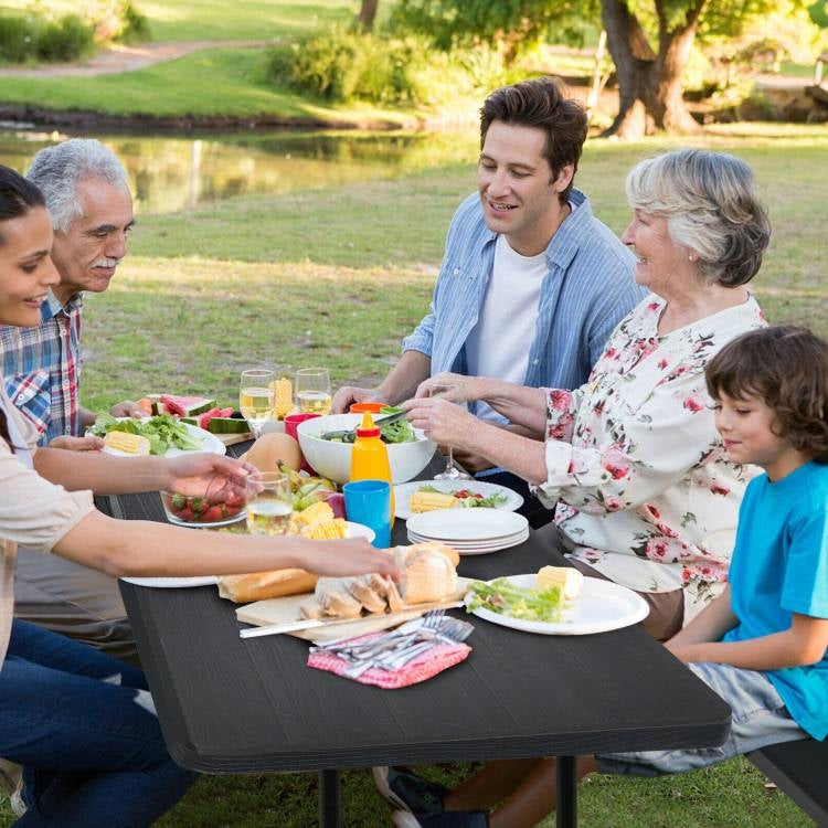 Black Folding Picnic Table with 2 Benches