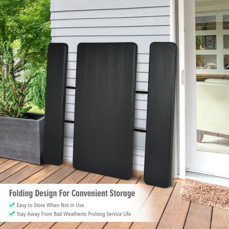 Black Folding Picnic Table with 2 Benches