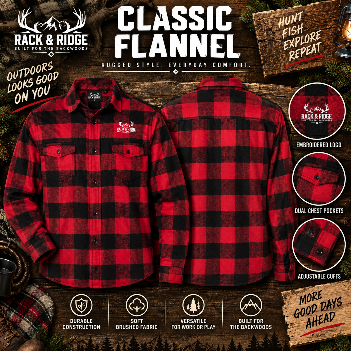 Rack & Ridge | Red & Black Buffalo Plaid Flannel