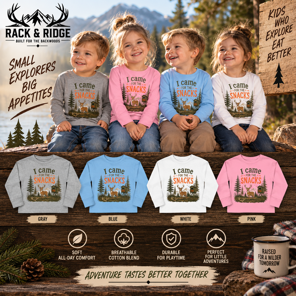 RACK & RIDGE I Came for the Snacks Toddler Long-Sleeve Tee