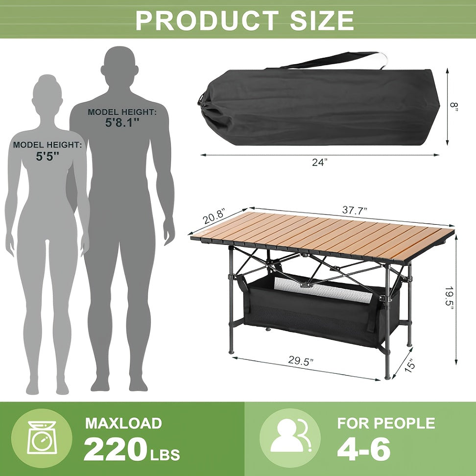 Portable Folding Camping Table | Adjustable Height, Seats 4–6