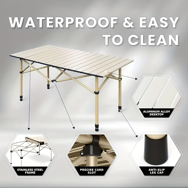 Portable Folding Camping Table | Adjustable Height, Seats 4–6