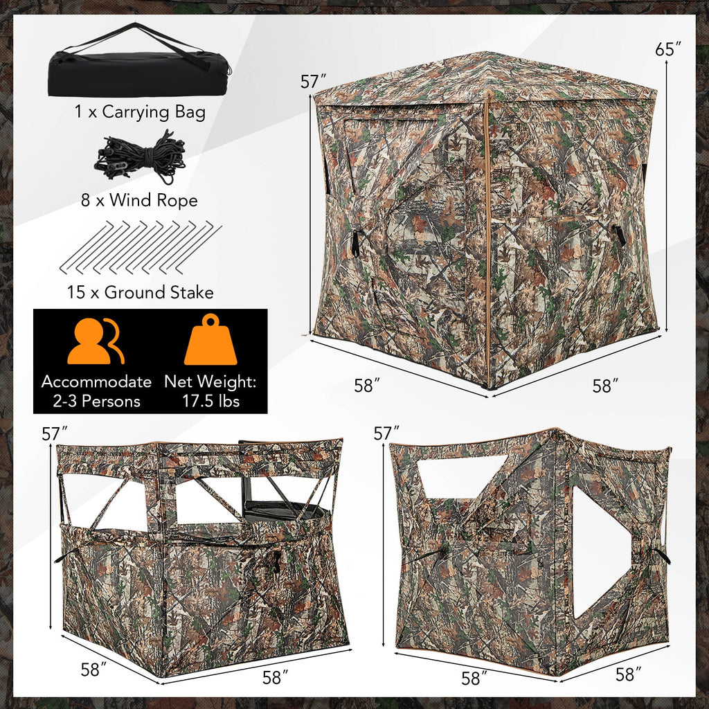 5-in-1 Detachable Hunting Blind with Skylight | 2–3 Person