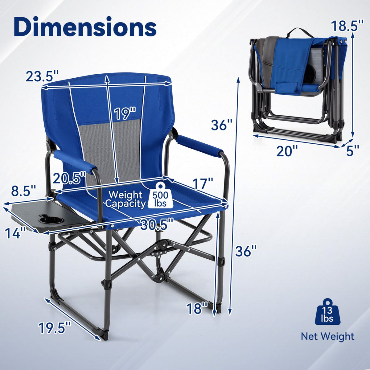 Folding Camping Chair | Side Table, Cup Holder & Carry Bag