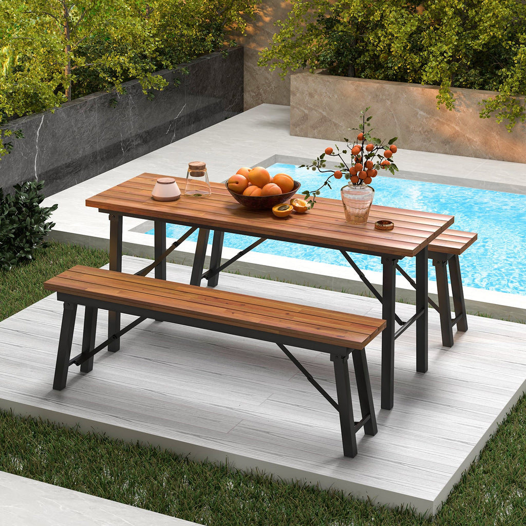 Acacia Wood Folding Picnic Bench Set | Seats 4–6
