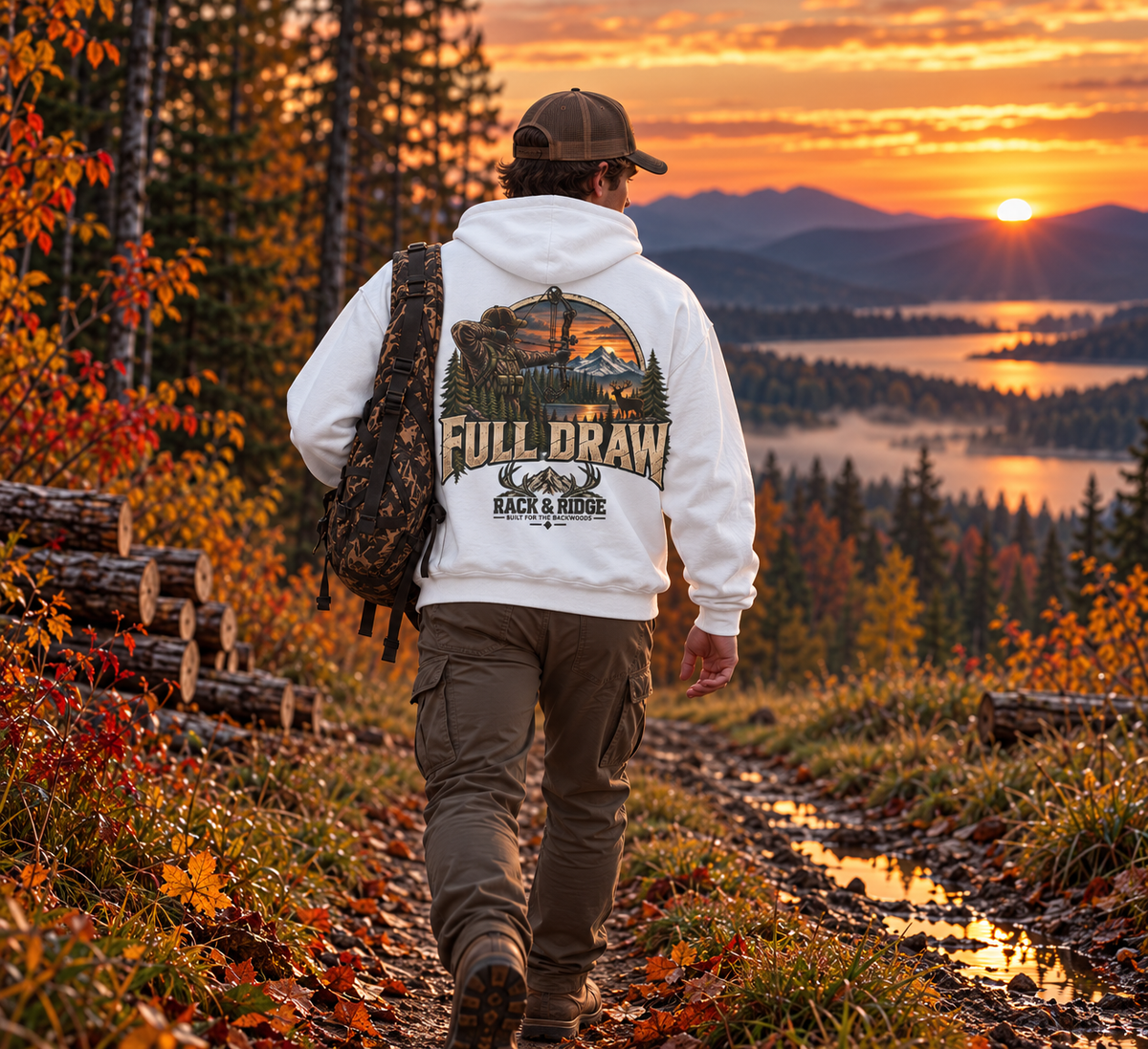 Rack & Ridge | Full Draw Hoodie with Green Logo