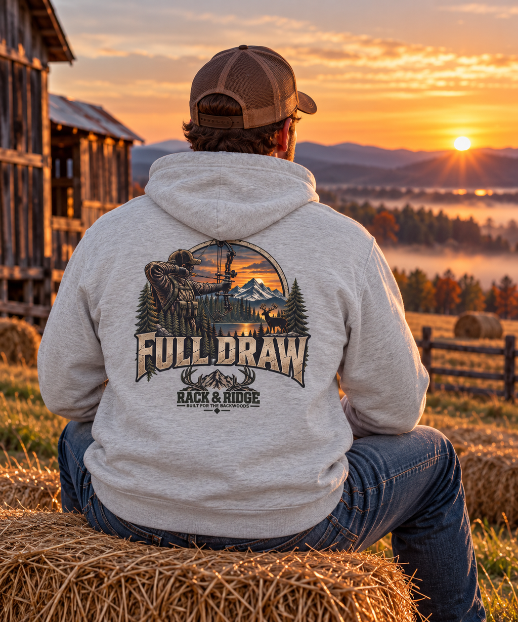 Rack & Ridge | Full Draw Hoodie Black Logo