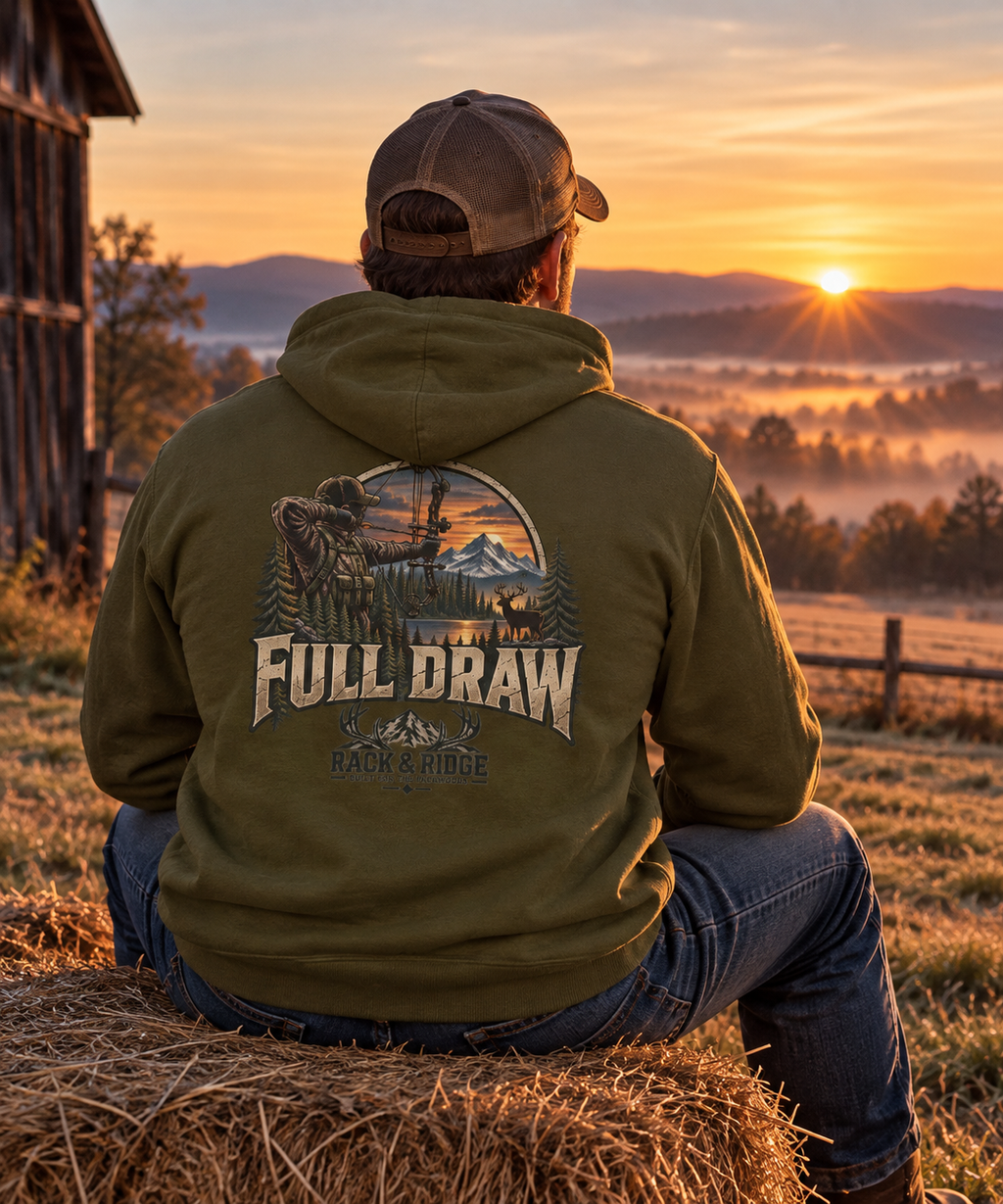 Rack & Ridge | Full Draw Hoodie Black Logo