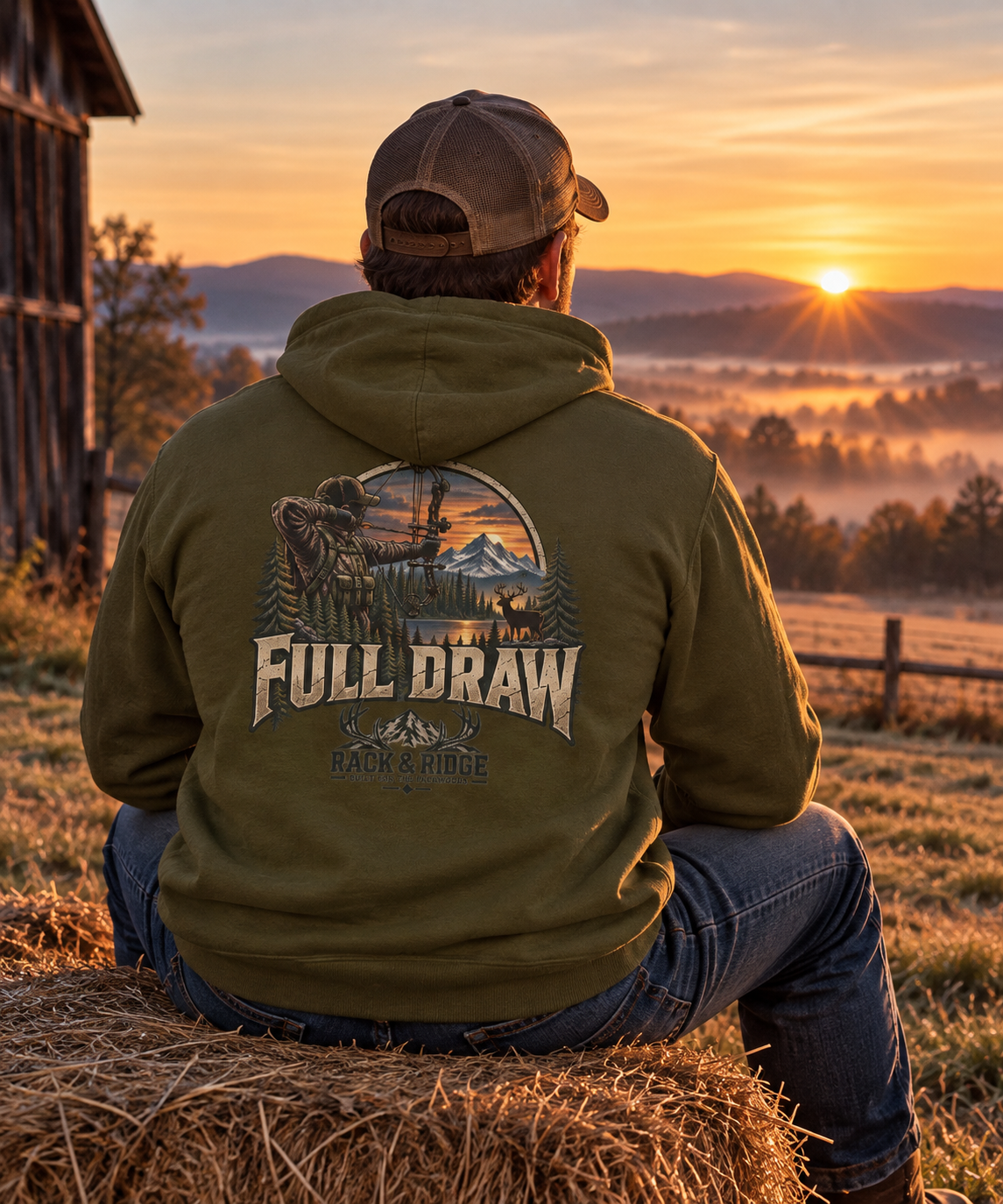 Rack & Ridge | Full Draw Hoodie Black Logo