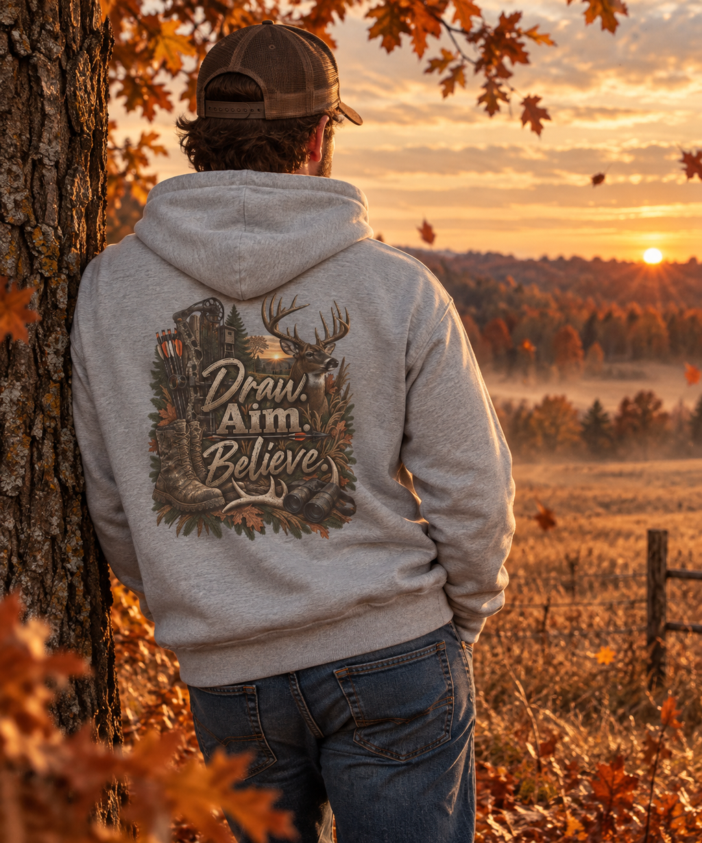 Rack & Ridge | Draw. Aim. Believe. Hoodie