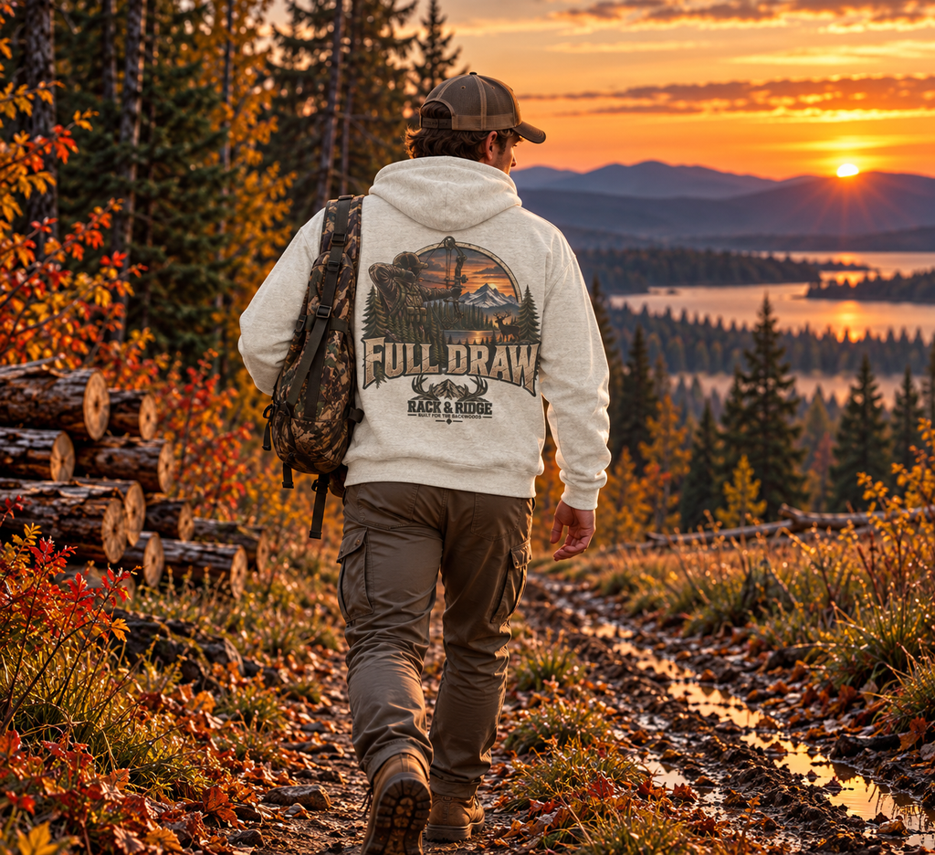 Rack & Ridge | Full Draw Hoodie with Green Logo
