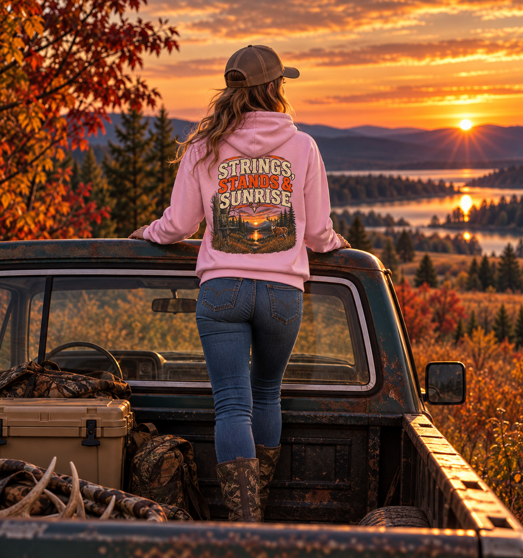 Rack & Ridge | Strings, Stands & Sunrise Unisex Hoodie