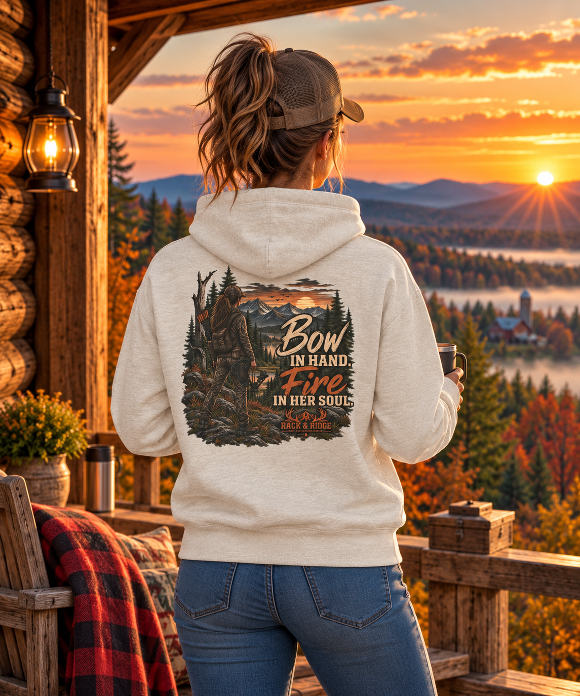 Rack & Ridge | Bow in Hand. Fire in Her Soul. Hoodie