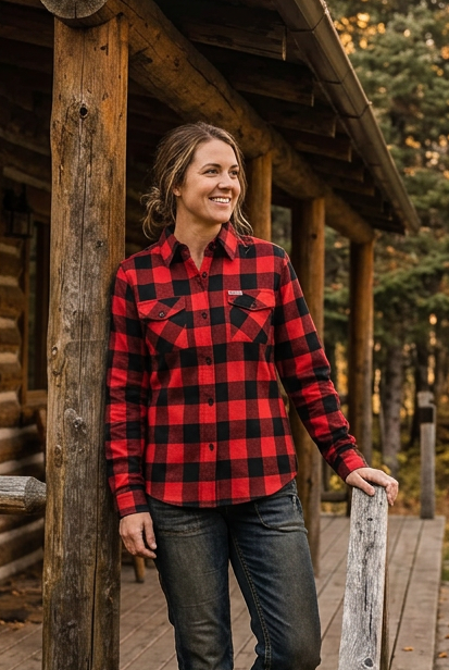 Ladies Black and Red Flannel Shirt