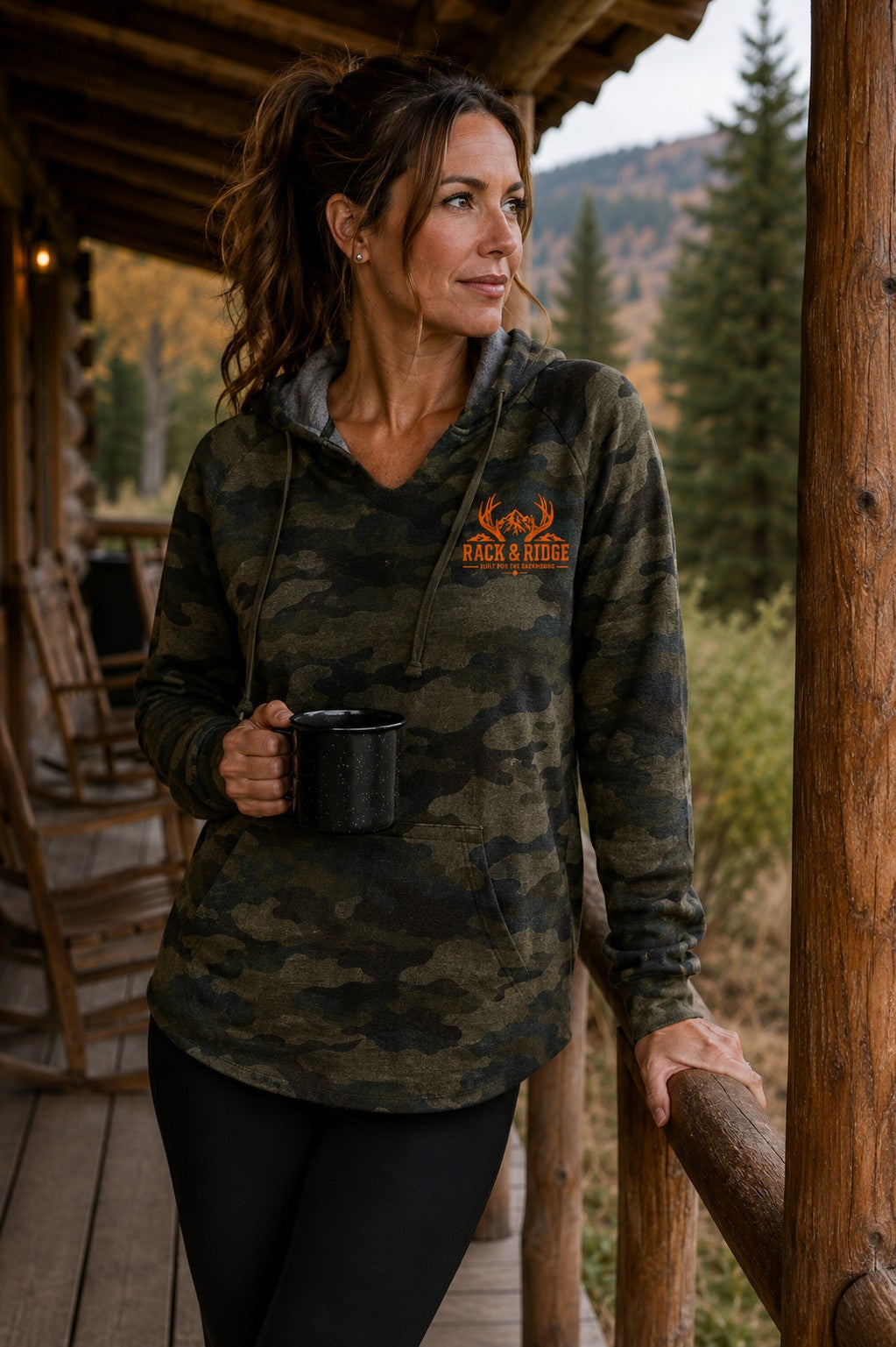 RACK & RIDGE Women's Forest Camo Logo Hoodie