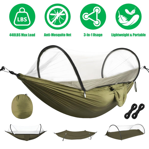 3-in-1 Camping Hammock with Mosquito Net | 440-lb Capacity