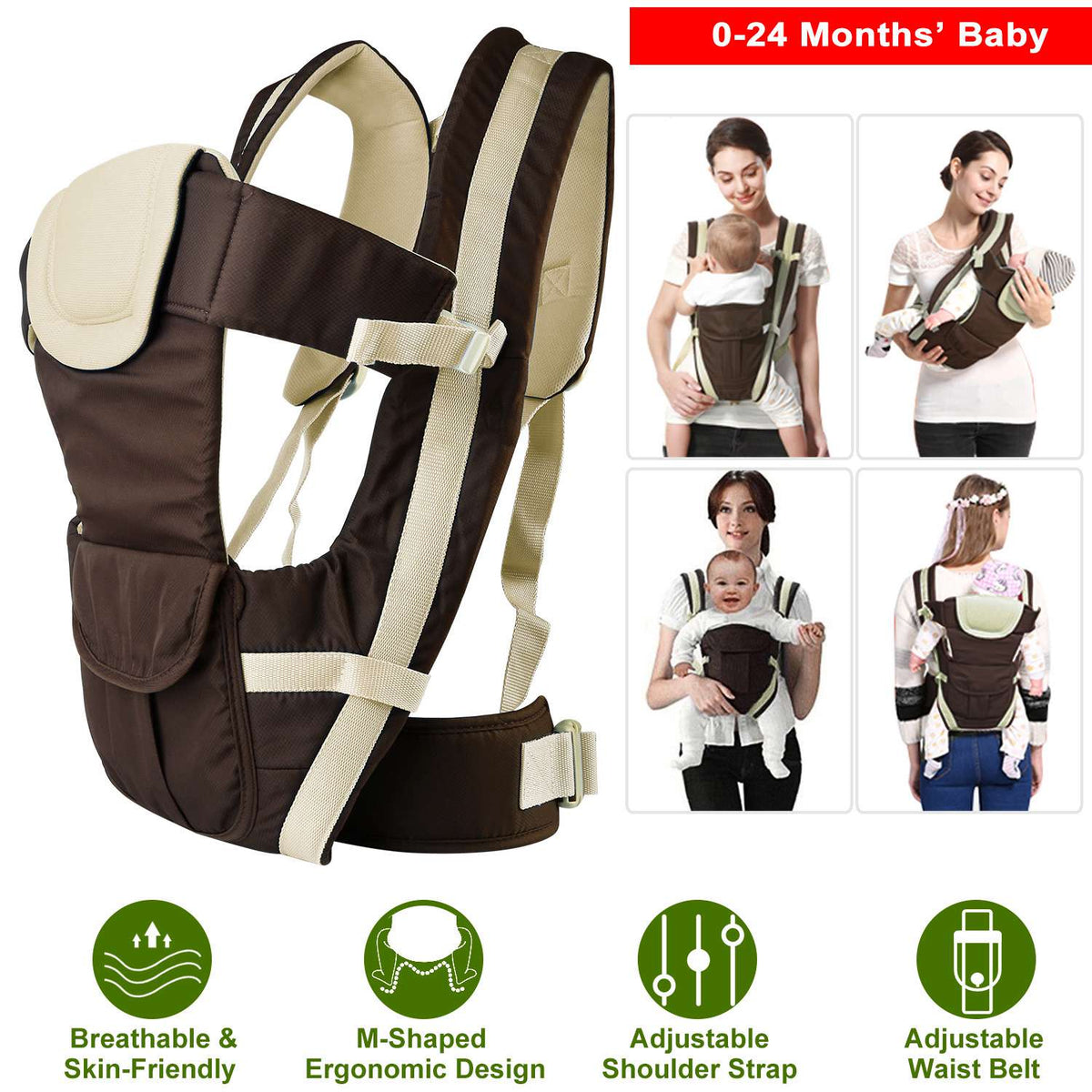 iMounTEK Adjustable Baby Carrier | Padded Straps & Mesh Lining