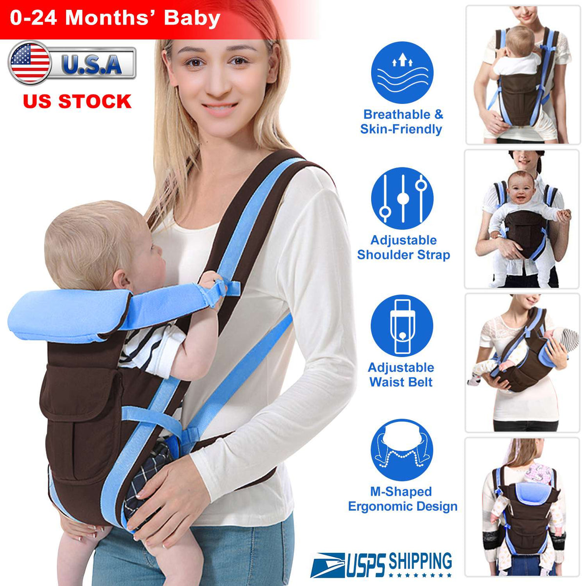 iMounTEK Adjustable Baby Carrier | Padded Straps & Mesh Lining