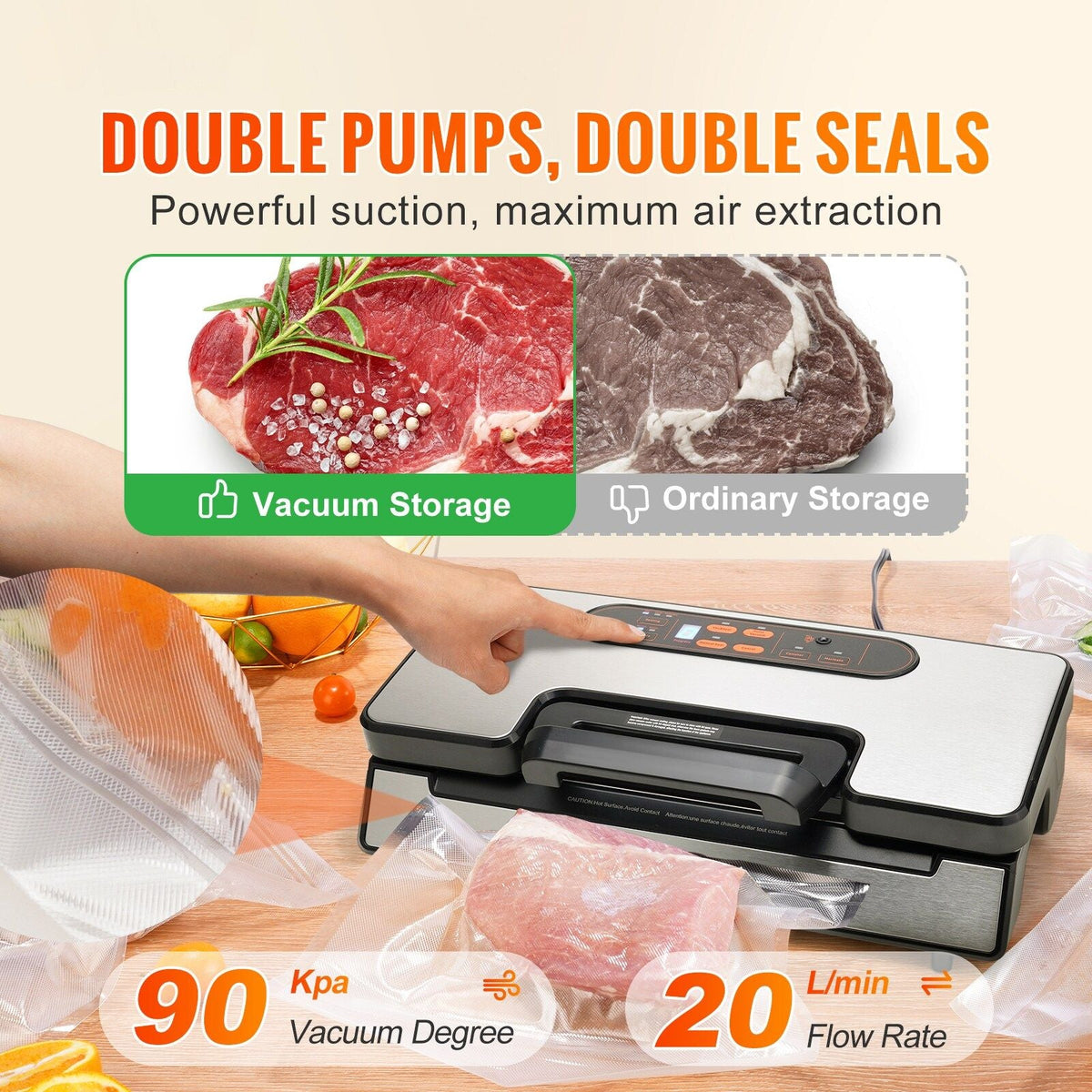 VEVOR 130W Dual Pump Automatic Vacuum Sealer Machine
