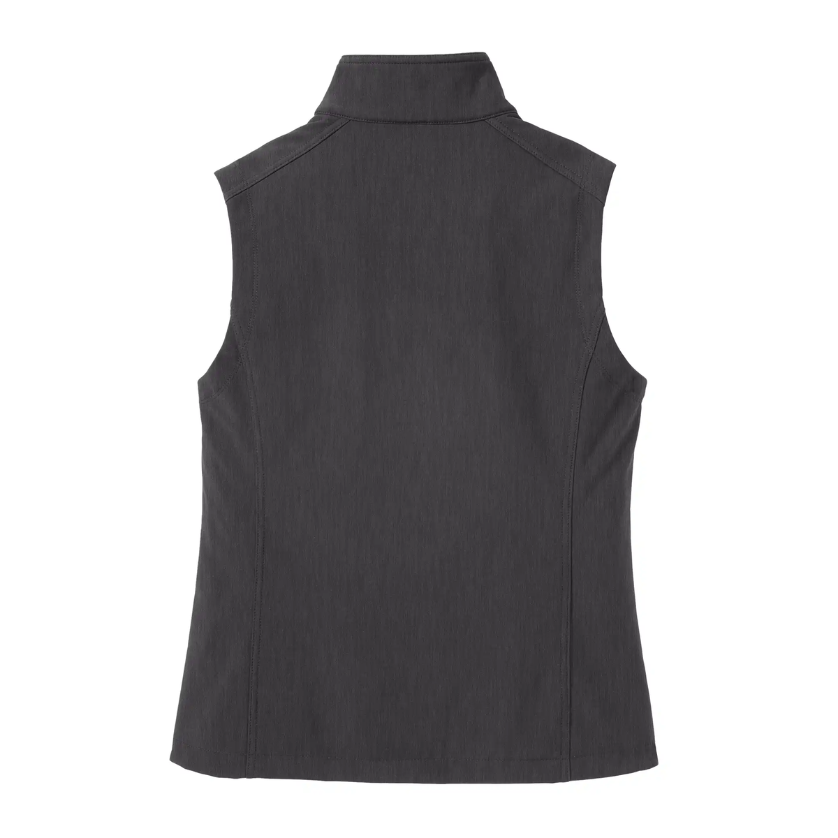 Back view of the Rack & Ridge women's dark soft shell vest