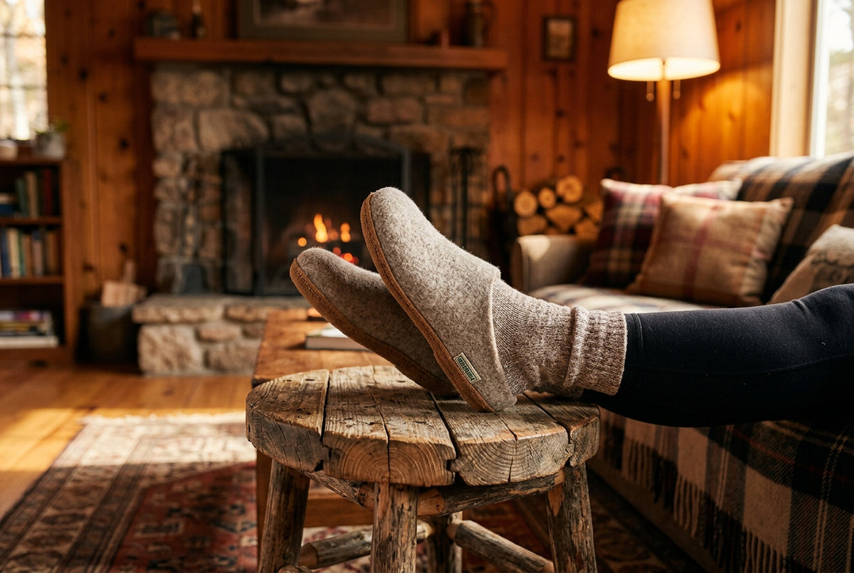 Kyrgies Low-Back Wool Felt Slippers with Molded Leather Sole