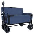 3-in-1 Folding Outdoor Wagon with Bench Seat | Dark Blue
