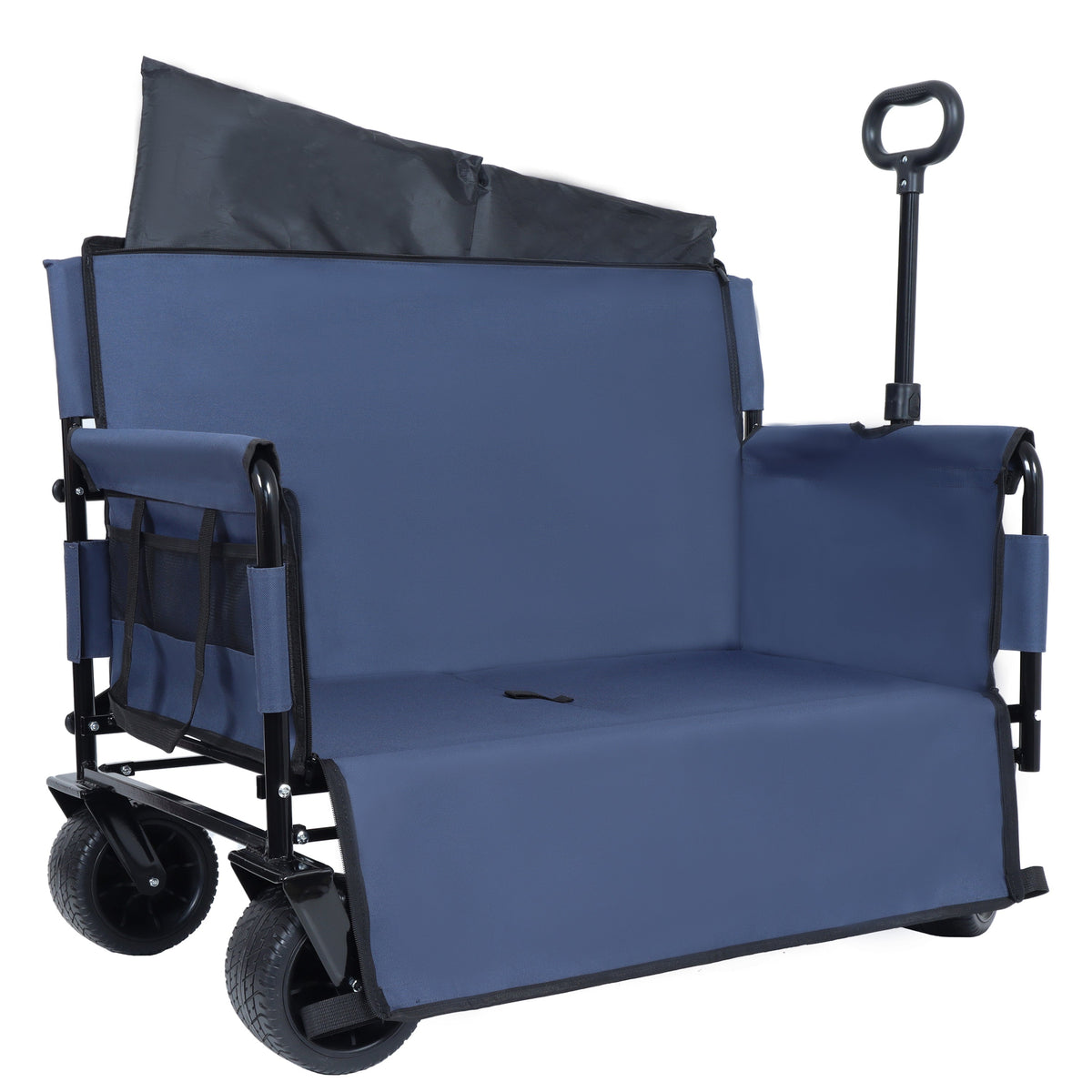 3-in-1 Folding Outdoor Wagon with Bench Seat | Dark Blue