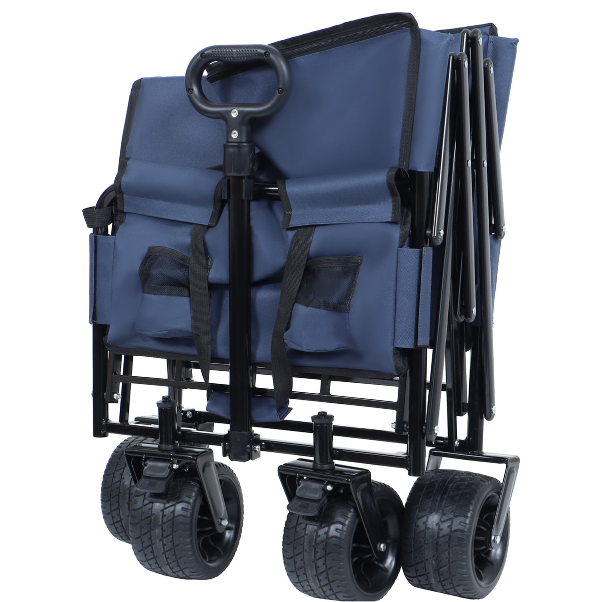 3-in-1 Folding Outdoor Wagon with Bench Seat | Dark Blue