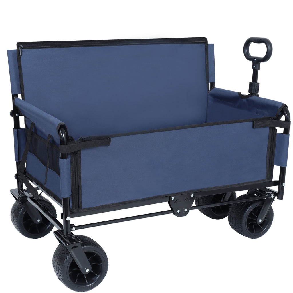 3-in-1 Folding Outdoor Wagon with Bench Seat | Dark Blue
