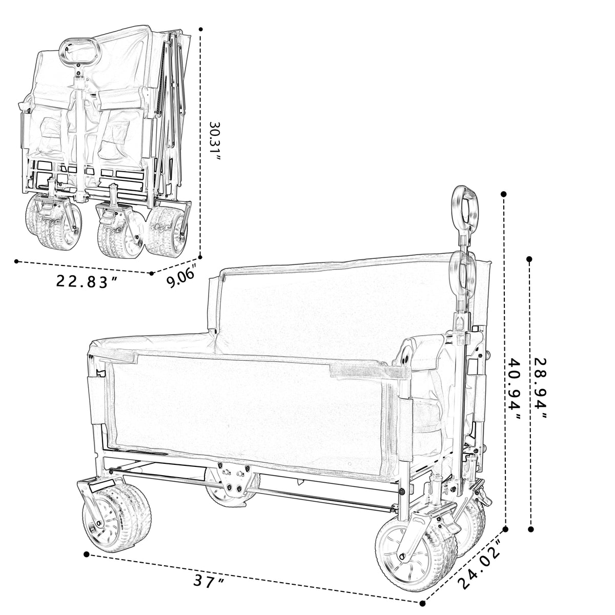 3-in-1 Folding Outdoor Wagon with Bench Seat | Dark Blue