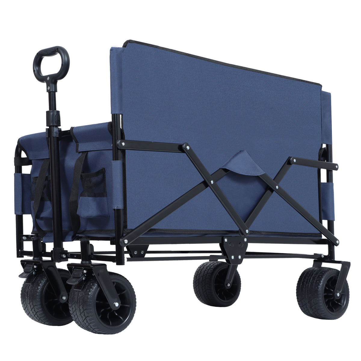 3-in-1 Folding Outdoor Wagon with Bench Seat | Dark Blue