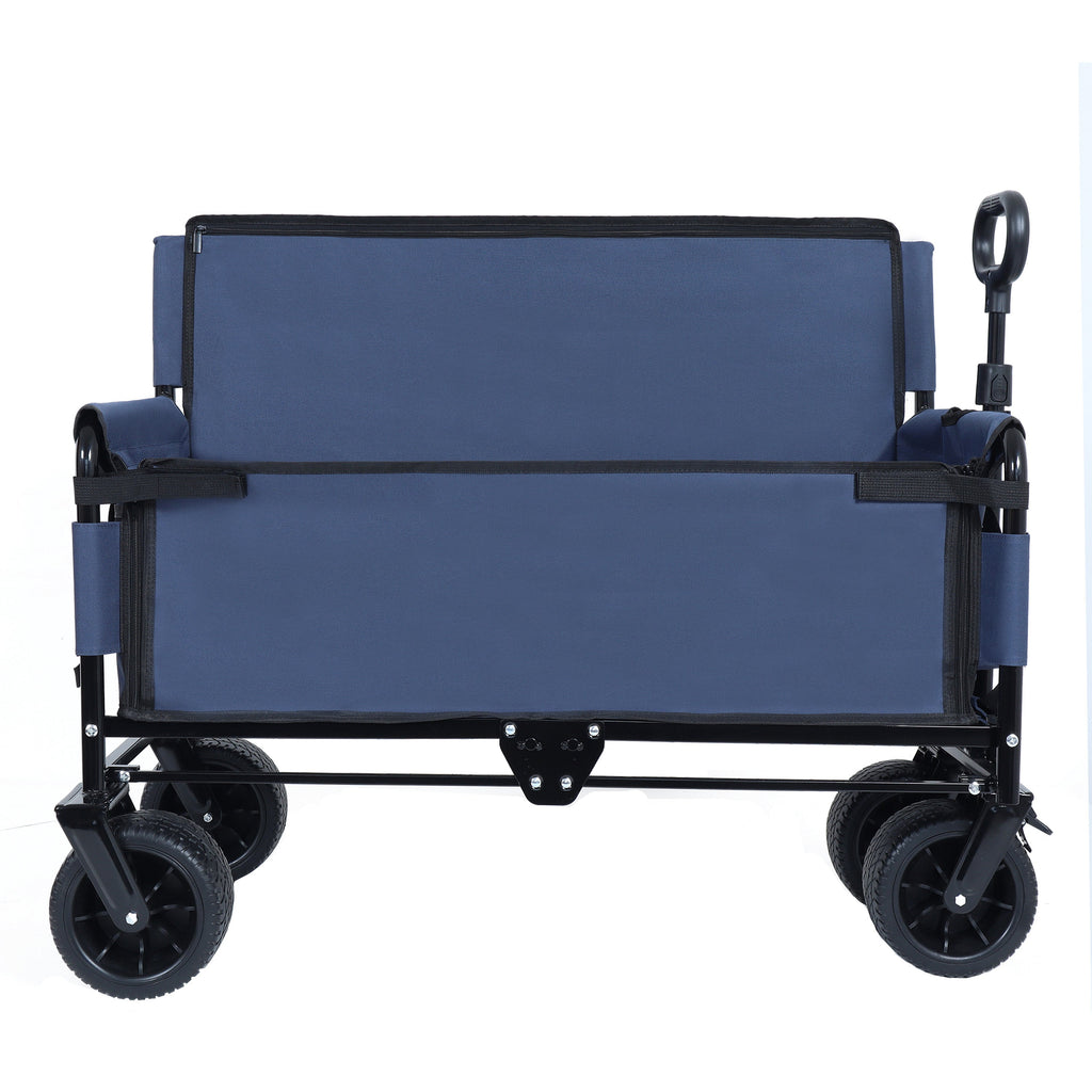3-in-1 Folding Outdoor Wagon with Bench Seat | Dark Blue