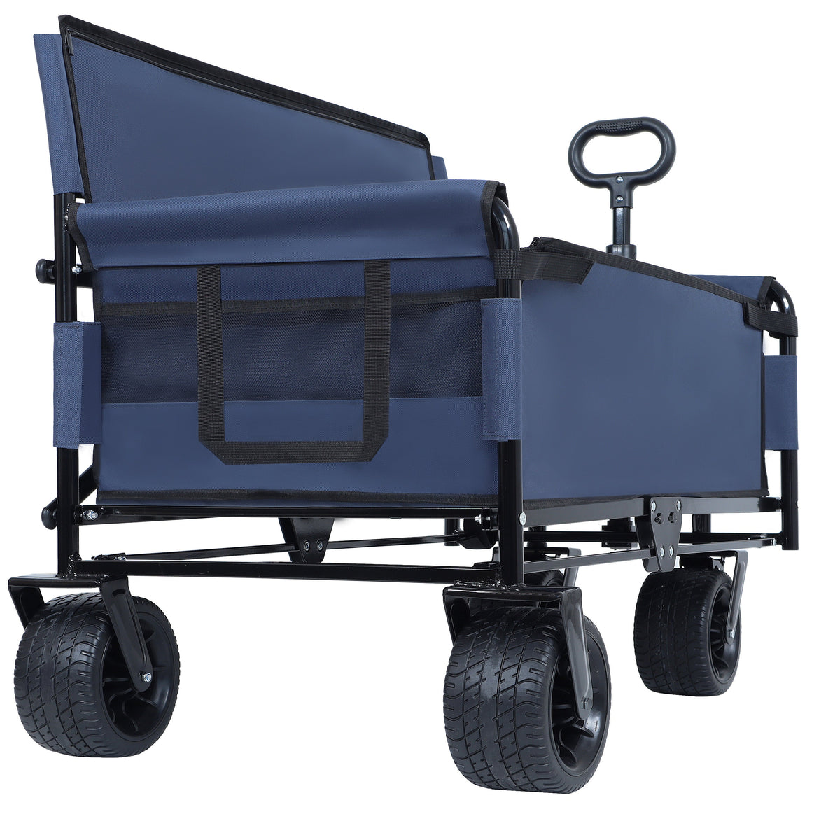 3-in-1 Folding Outdoor Wagon with Bench Seat | Dark Blue