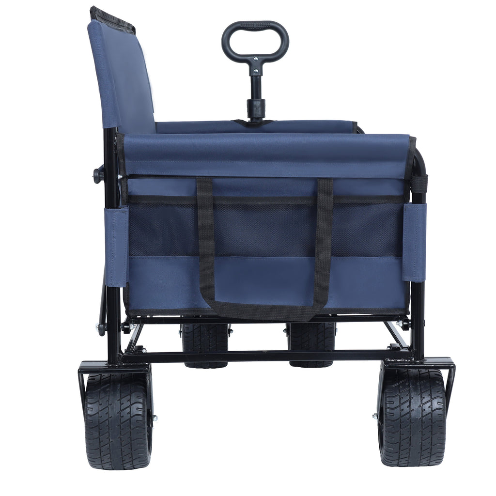 3-in-1 Folding Outdoor Wagon with Bench Seat | Dark Blue