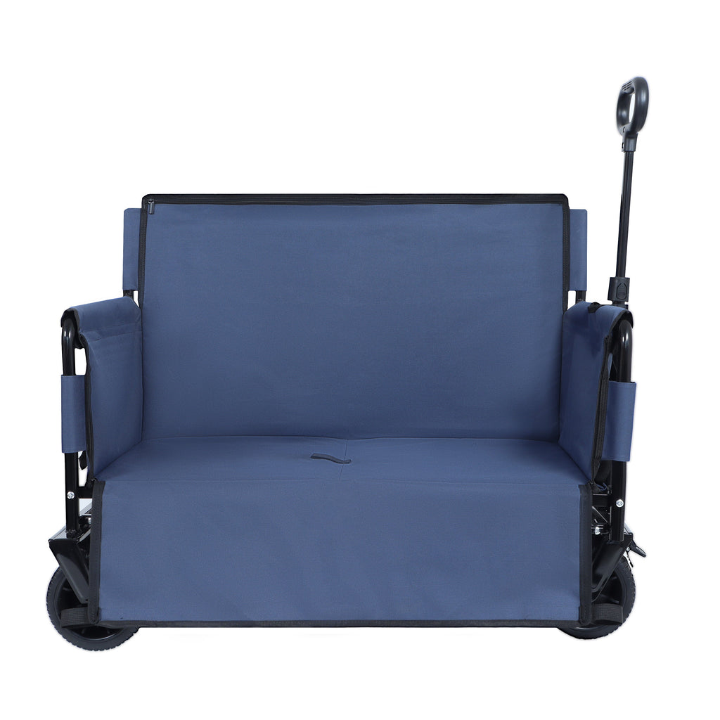 3-in-1 Folding Outdoor Wagon with Bench Seat | Dark Blue